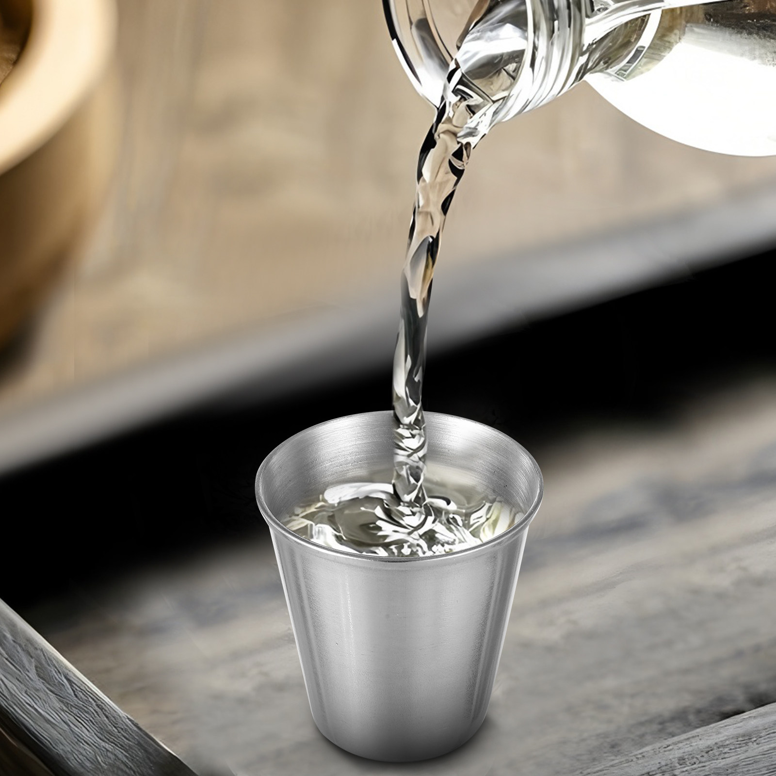 Coffee Tea Vodka - 12 Stück Edelstahl-Schnapsgläser, Dickwandige Tragbare Spirituosengläser