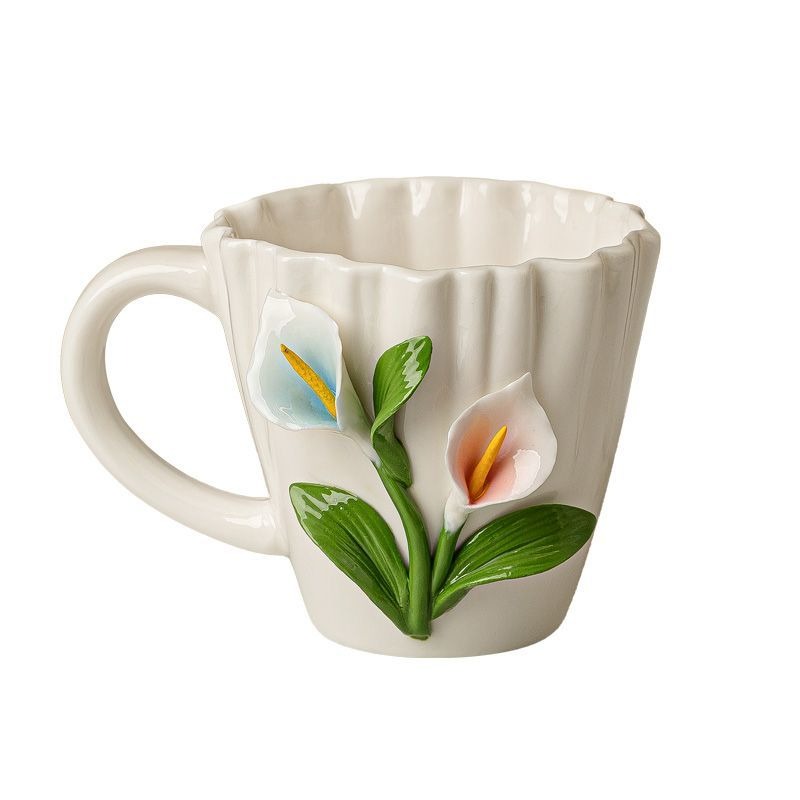 Valley Tea And Coffee - Kreative Maiglöckchen-Keramik-Kaffeetasse mit dreidimensionalem Relief, Paar-Tasse,