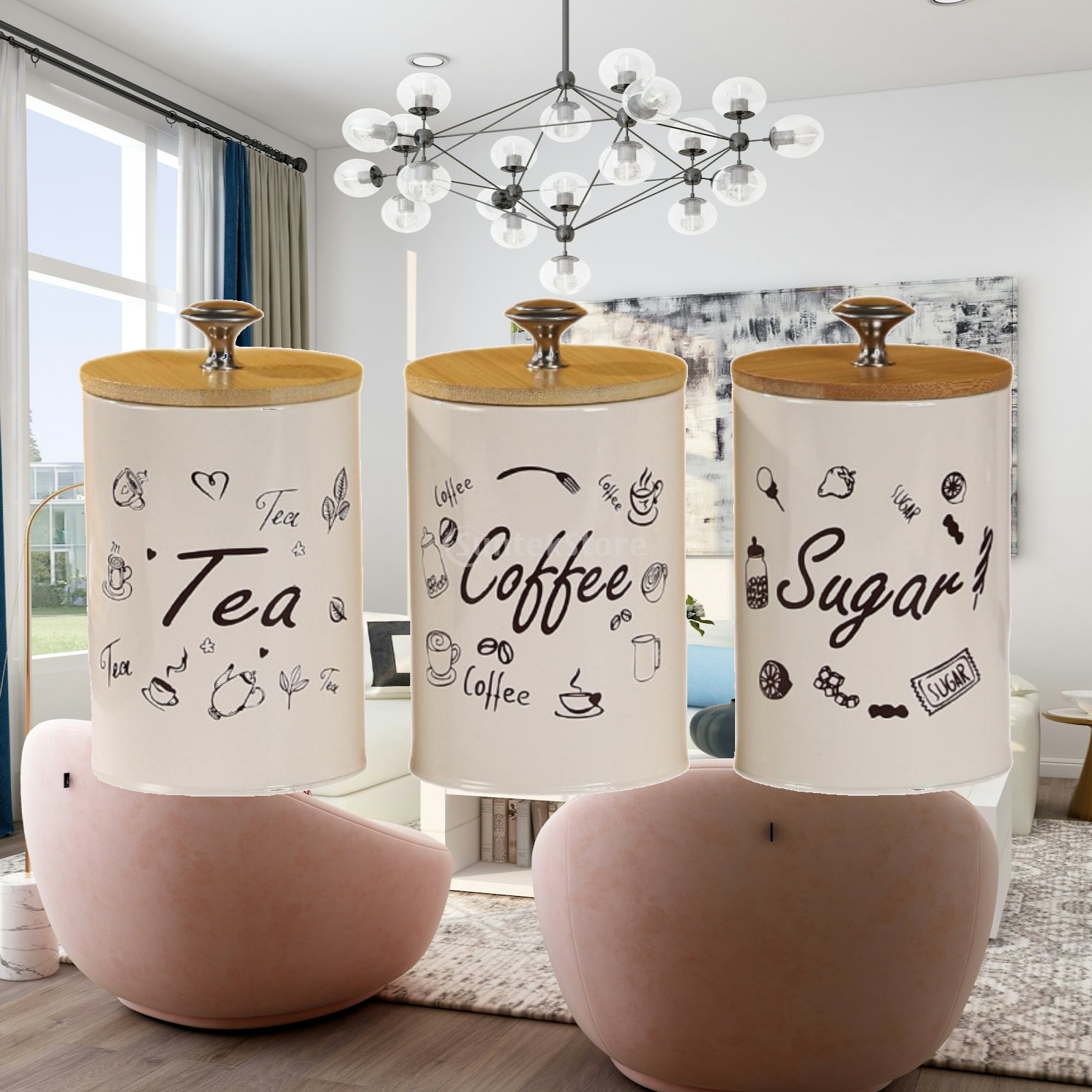 Canister Coffee Sugar Tea - Landhaus Kaffee Tee Zucker Vorratsdosen-Set Küchendekoration