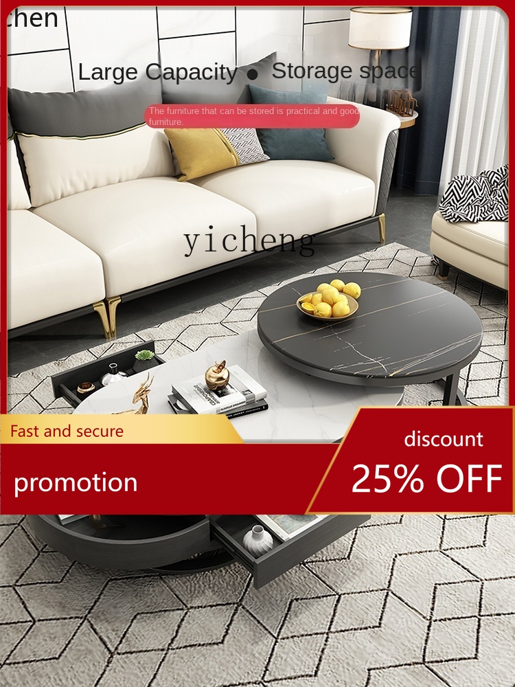 Coffee Tea Unit - YFY Heller Luxus-Teetisch aus Steinplatte, Wohnzimmer,