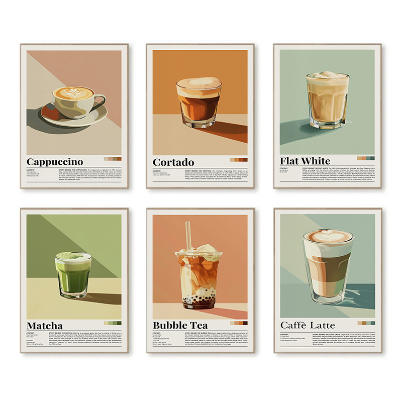 Coffee And Tea Lyrics - Vintage Kaffee Getränke Poster Bubble Tea