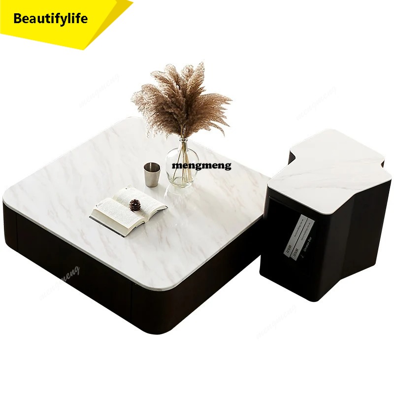Coffee Tea Unit - Moderner quadratischer Marmor-Couchtisch, schlicht und leicht