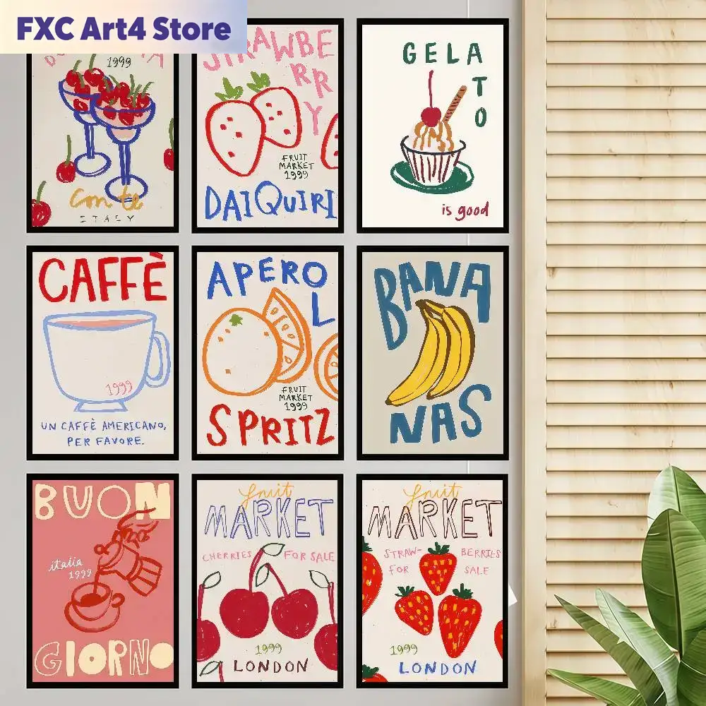Coffee Tea Poster - Rahmenlose Abstrakte Poster: Nachmittagstee, Dessert, Kaffee,