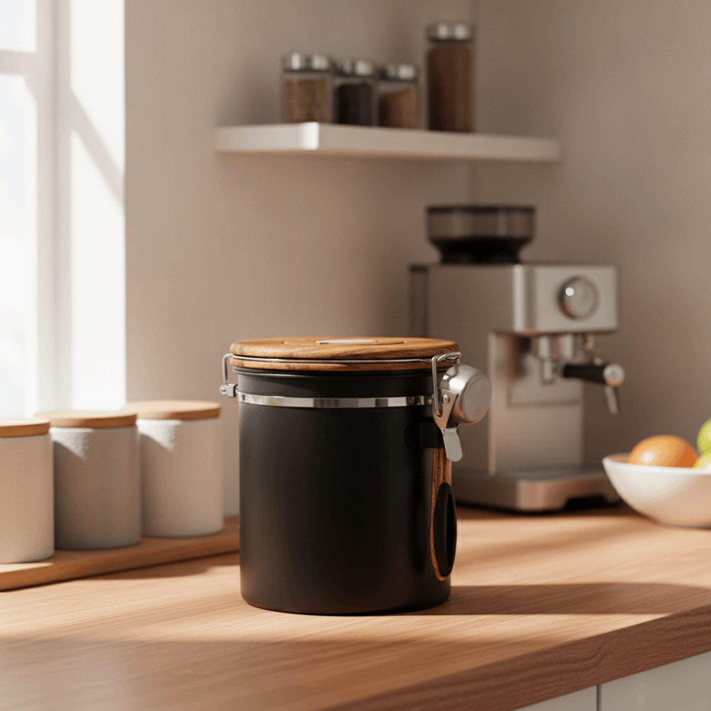 Coffee Tea Bean Leaf - Kaffeebohnen-Aufbewahrungstank aus Edelstahl 304, luftdicht, mit
