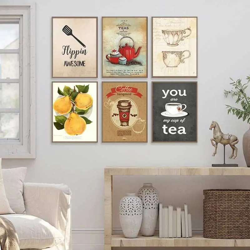 Coffee Tea Poster - Vintage Kaffee- und Teezeit-Poster mit Cupcakes,