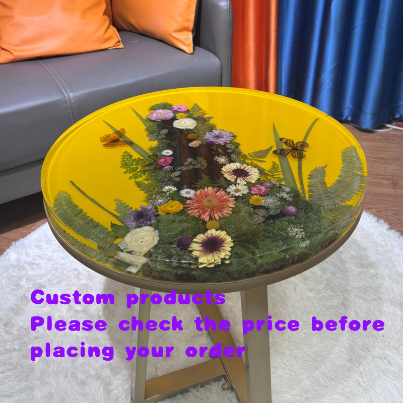 Coffee Tea Room - Maßgefertigter Handgefertigter Kunsthandwerks-Tisch mit Echtem Blumendesign