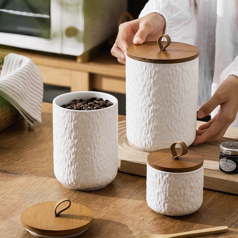 Canister Coffee Sugar Tea - Tee-Aufbewahrungsbehälter aus Keramik mit Steinmuster, luftdichter