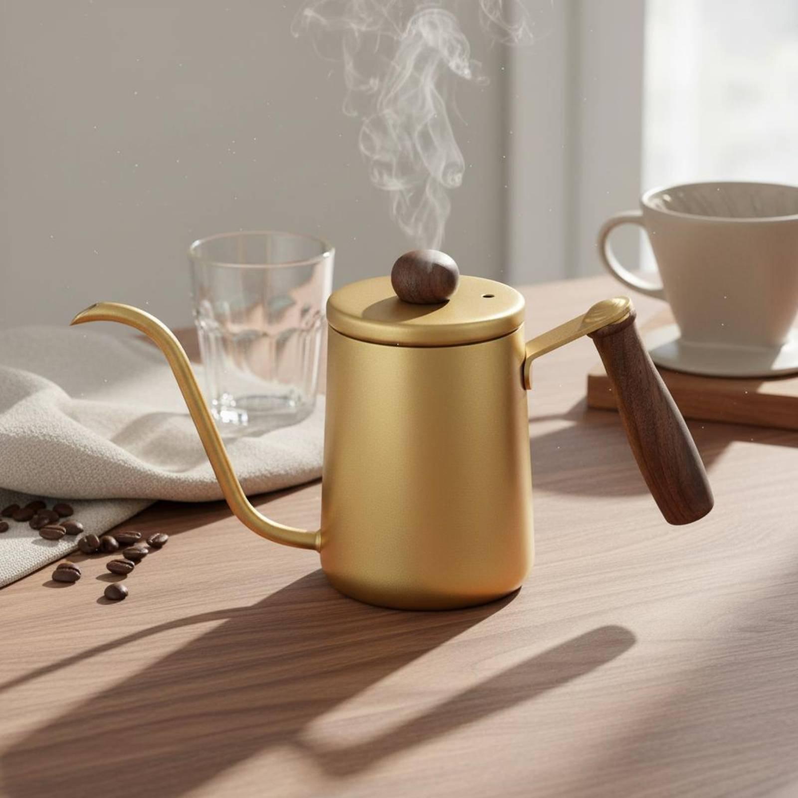 Tea And Coffee Kettle - Japanischer Kaffeekessel mit Holzgriff, hitzebeständiger Aufgießtopf