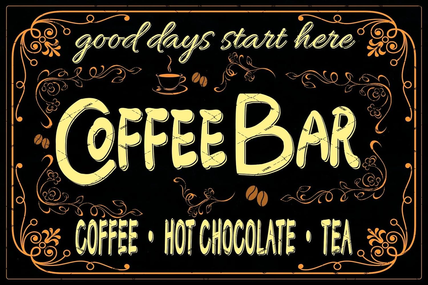 Coffee Tea Poster - EMOHAT Kaffeebar-Schild, Heiße Schokolade und Tee,