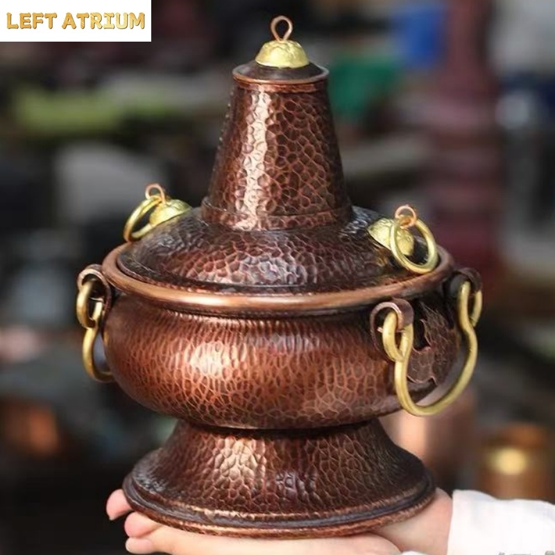 Coffee Tea Bean Leaf - Multifunktionale Reine Kupfer-Vase Handgefertigt mit Blättermotiv