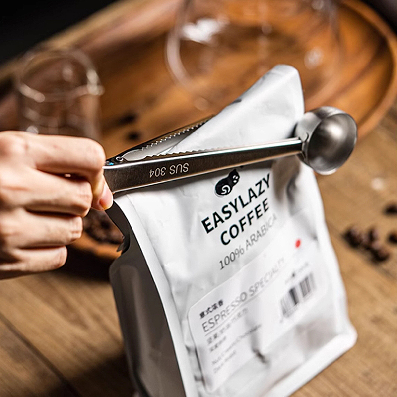 Coffee Tea Bean Leaf - 2026 Neuer Edelstahl-Kaffeelöffel mit Clip, Multifunktionslöffel