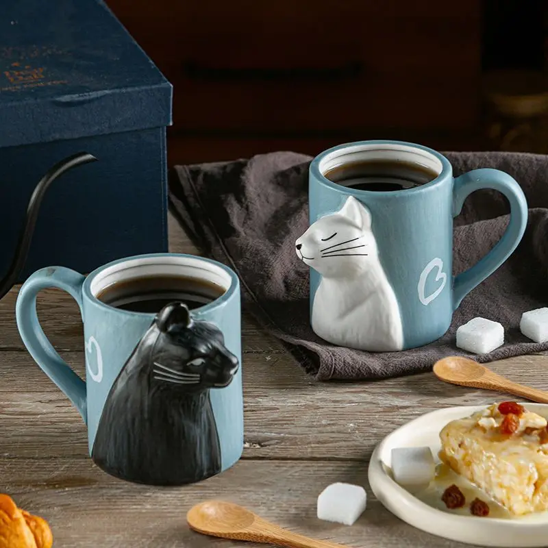 Morning Tea Coffee - 1 Stück Kiss Cat Keramikbecher für
