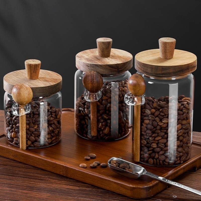 ABJI-Glasbehälter mit Holzdeck – Canister Coffee Sugar Tea Bewertung und Preis